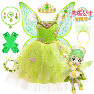 外贸彩虹护卫队小叮当Tinkerbell精灵女童青蛙公主裙蒂安娜连衣裙