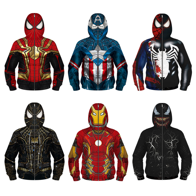 男童蜘蛛侠钢铁侠卫衣外套