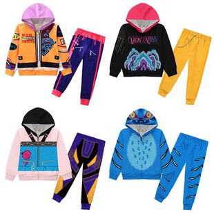 春秋季新款K-POP猎魔女团儿童外套套装女童鲁米佐伊拉链连帽开衫