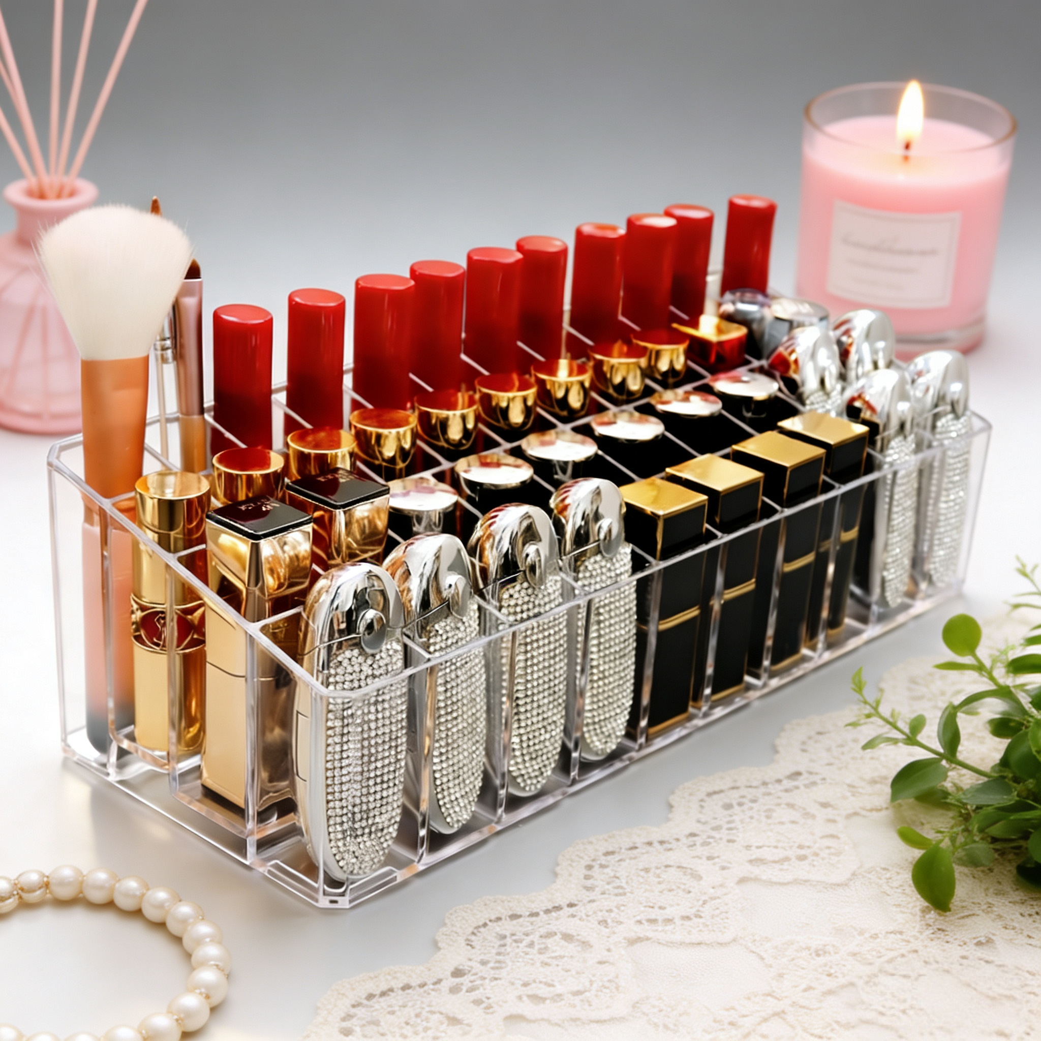 口红收纳盒高级化妆品透明展示架