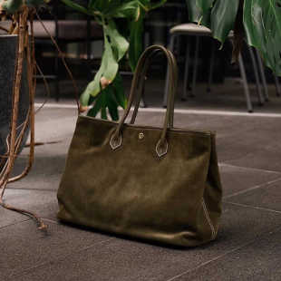 FENG皮匠 头层牛皮反绒皮托特包男休闲包男真皮手提包男大容量