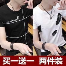 夏季搭配男牛仔短裤的短袖休身t恤1