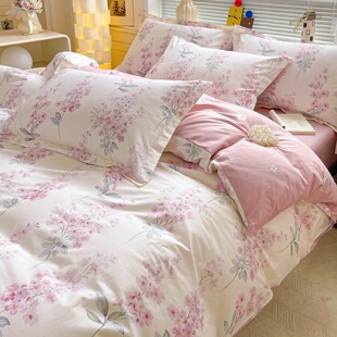 A类定制100%全棉被罩229x230x250x240订做纯棉被套加大被单四件套