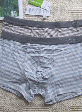 新款 专柜正品欧林雅竹纤维男士条纹平角内裤透气男内裤NN92107