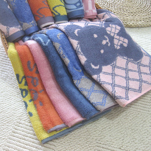 正品欧林雅竹纤维抗菌高档卡通提花毛巾美容巾洁面巾童巾XMD8006