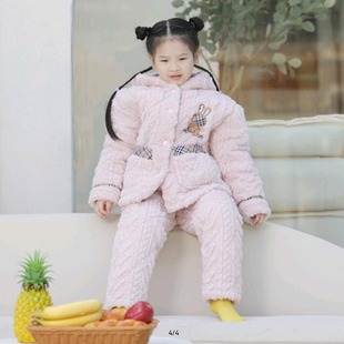 欧林雅竹纤维儿童秋冬家居服圆领卡通睡衣 女童长袖休闲装FJT6410