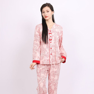 新款 正品欧林雅竹纤维睡衣新中式花开富贵女士家居服睡衣FJD7211