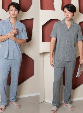 新款 专柜正品欧林雅竹纤维男士睡衣 印花休闲家居服套装 FJD2111