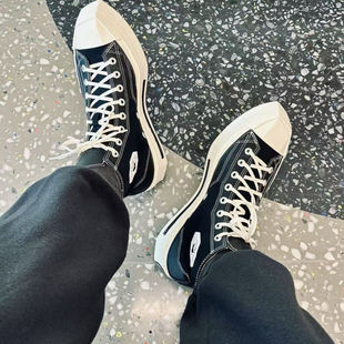 匡威1970s男女黑色拼接高帮异形方头厚底增高休闲帆布鞋A06435C