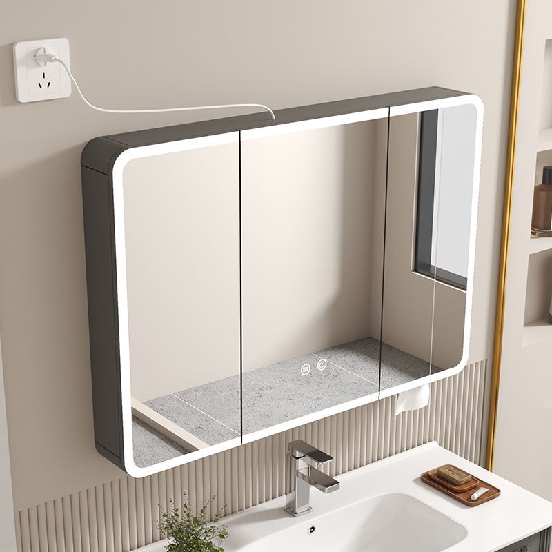 圆弧化妆架镜纸巾孔柜蜂窝铝浴室镜柜卫生间挂墙式智能灯光储物柜