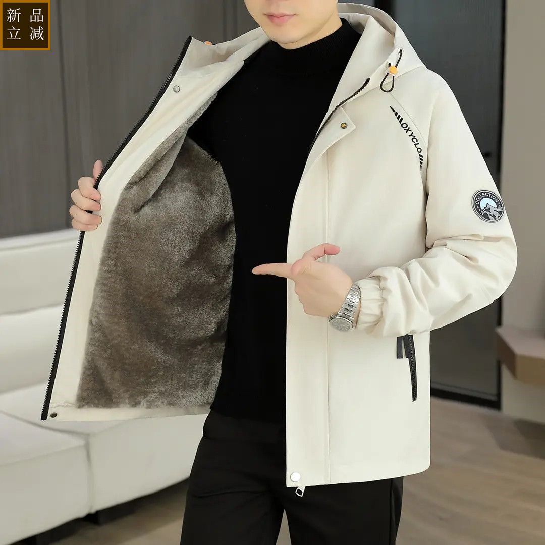 品质2025新款秋冬季棉服男士加绒外套加厚保暖连帽冲锋衣潮流冬装