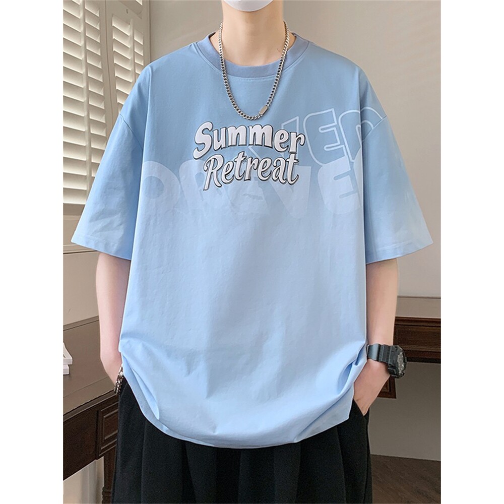 短袖t恤男孩夏季新款青少年大童初中学生上衣潮流帅气打底衫男装