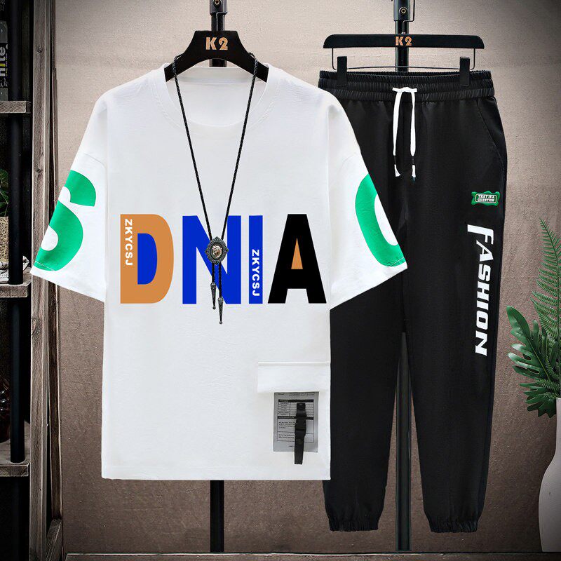 夏季冰丝13青少年短袖t恤男孩12-15岁初中学生帅气14大童运动套装