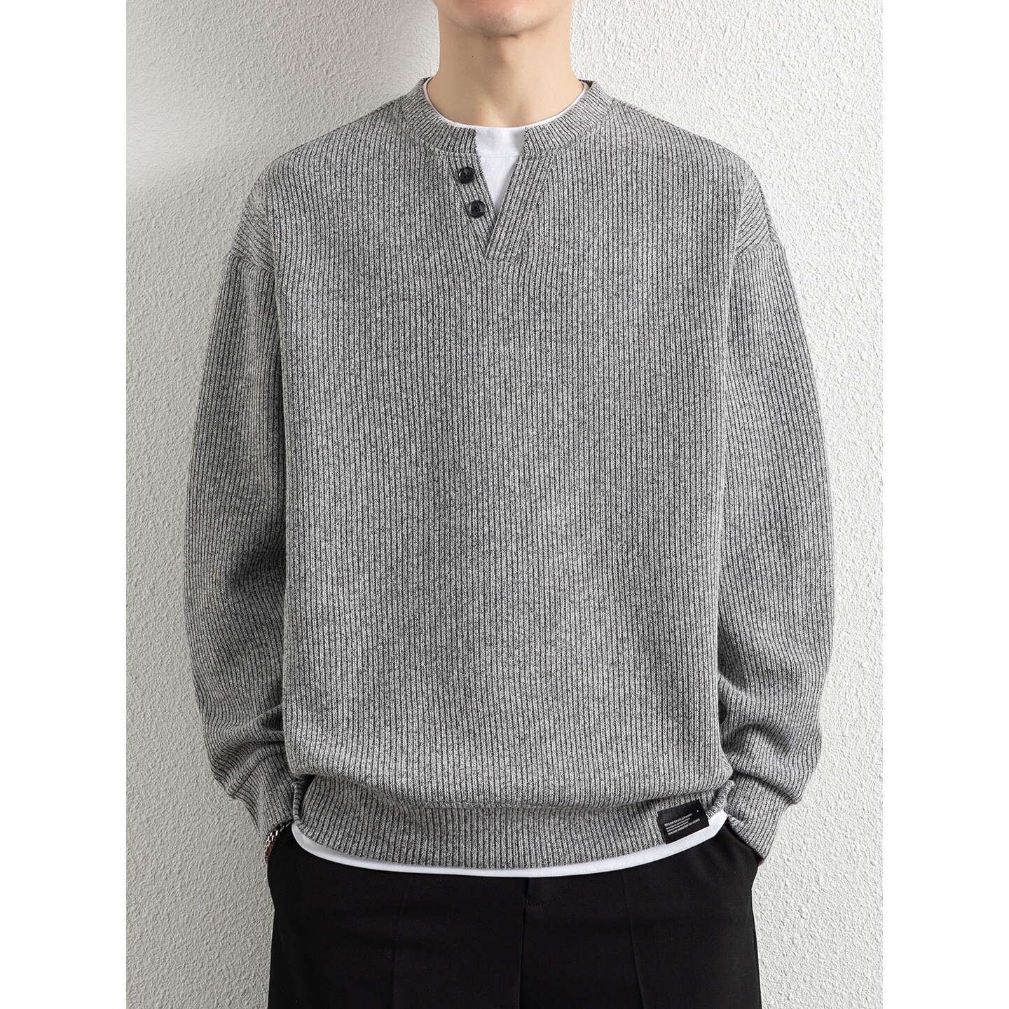 2026新款假两件男士卫衣休闲宽松重磅t体恤春秋季男装长袖T恤上衣