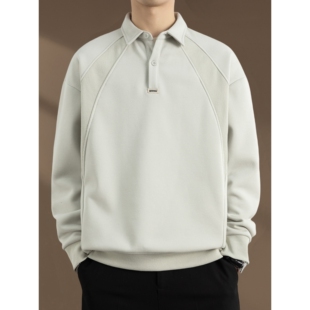 潮牌宽松2026新款 T恤男款 春秋季 长袖 t上衣 POLO衫 重磅翻领卫衣男士