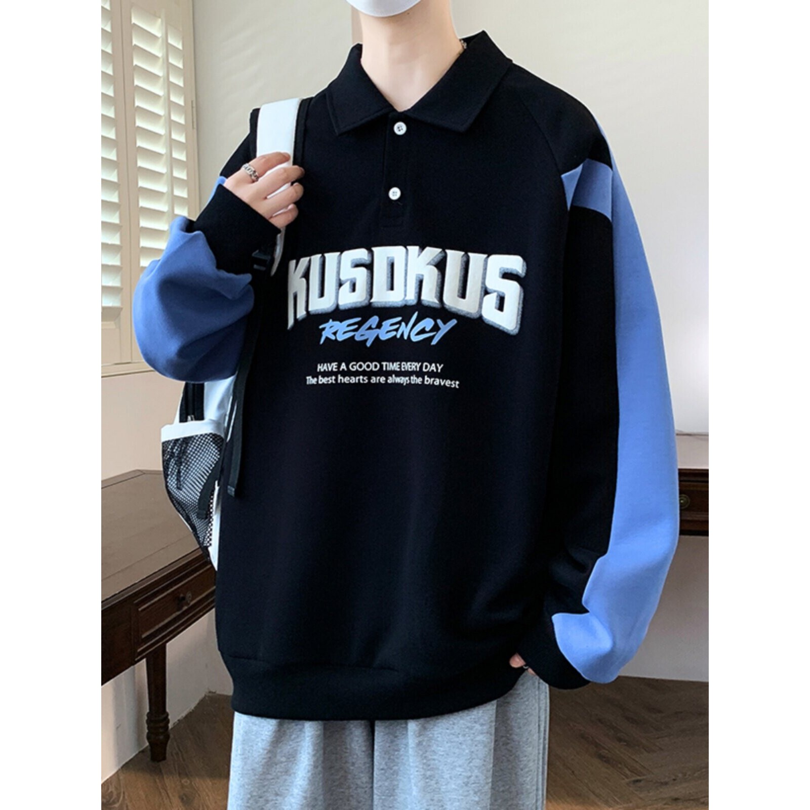 春秋季POLO衫卫衣男13岁初中学生上衣男装15青少年大童纯棉打底衫