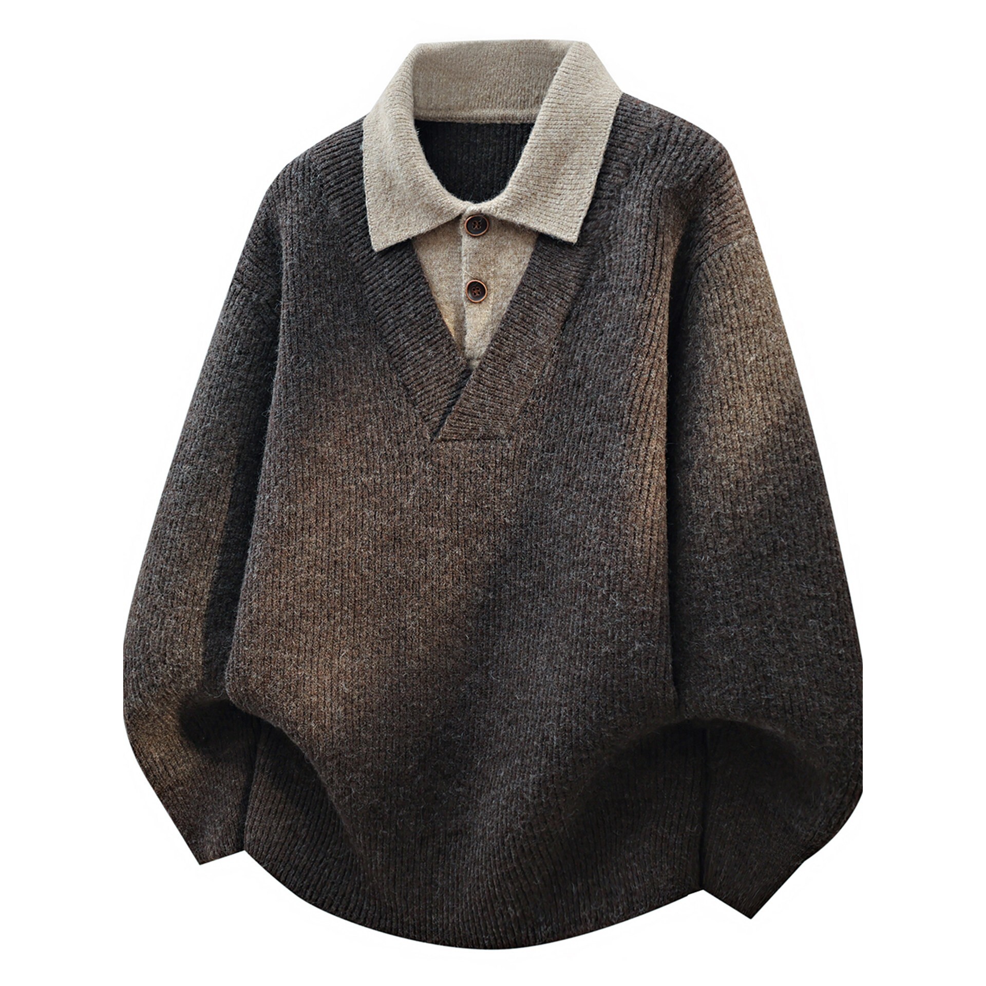 假两件毛衣男士秋冬季2026新款保暖上衣内搭男装衬衫领针织打底衫