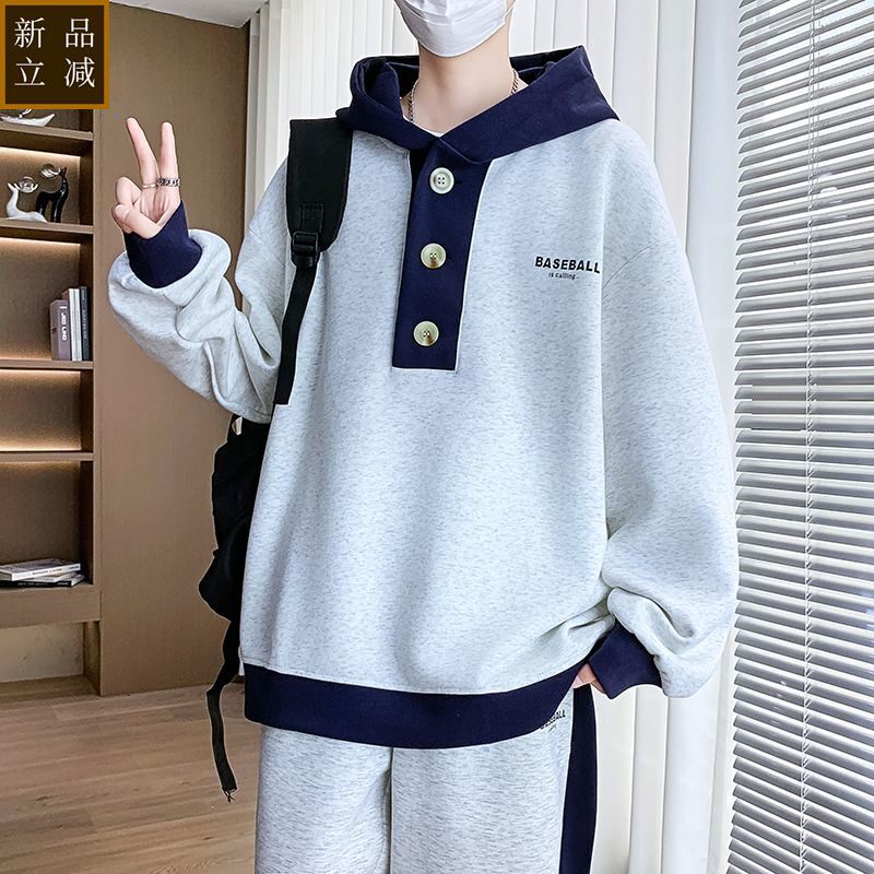 品质春秋季休闲运动套装男孩青少年潮流帅气卫衣初中高中学生大童