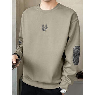 圆领长袖 春装 T恤春秋季 男款 上衣 潮牌内搭打底衫 无帽刺绣卫衣男士