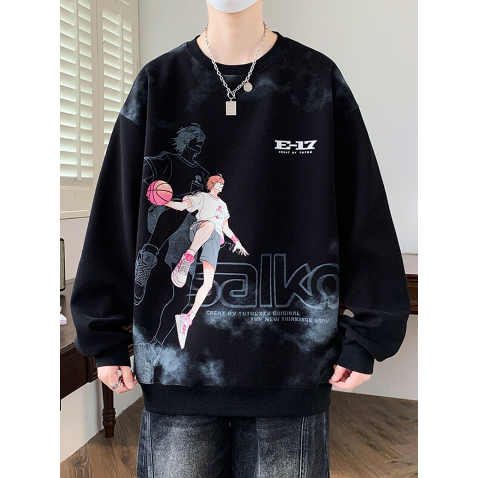 春秋季圆领卫衣男孩高中初中学生长袖t恤帅气大童男装打底衫上衣