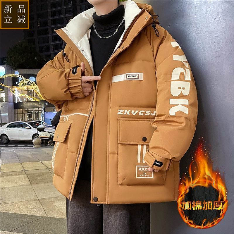 品质棉衣男生冬季2025新款潮牌青少年休闲加厚保暖连帽面包服棉袄