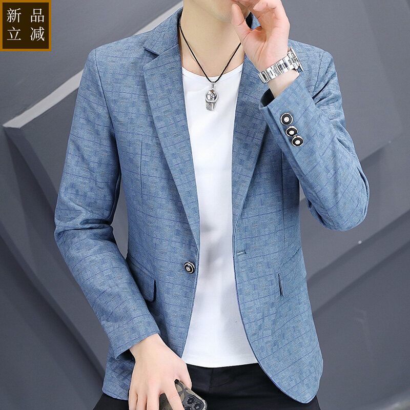 品质韩版潮流西服男2025年春季时尚新款西装外套青年帅气休闲单西