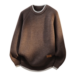 圆领毛衣男秋冬季新款休闲宽松毛线衣男装保暖加厚内搭打底针织衫