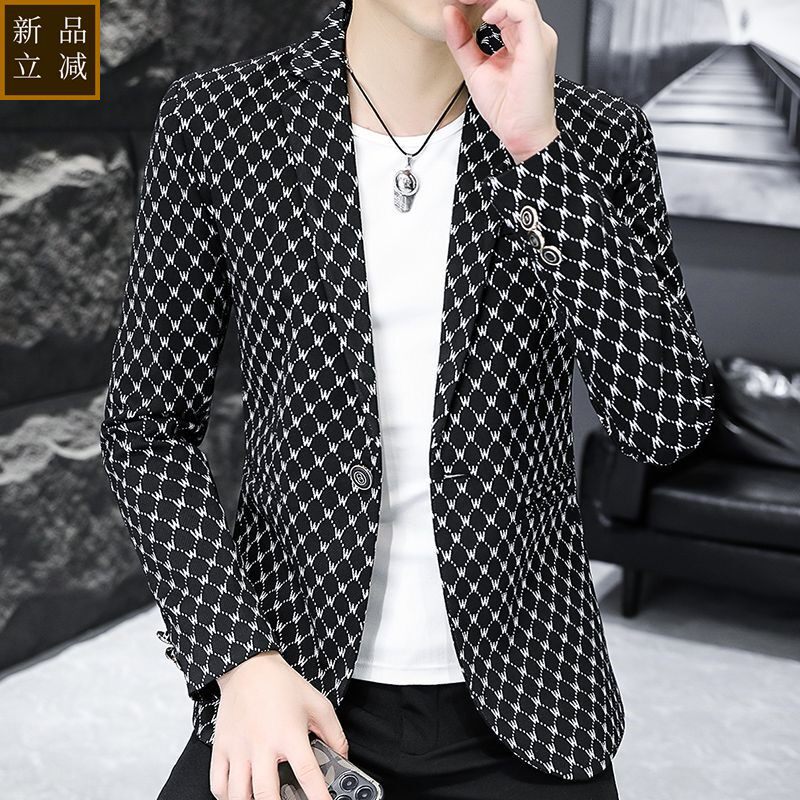 品质春秋薄款西服男休闲韩版修身青年单西上衣潮流高级感个性西装