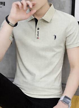 翻领POLO衫男士美式短袖T恤夏季纯棉修身休闲高端男式上衣服夏装