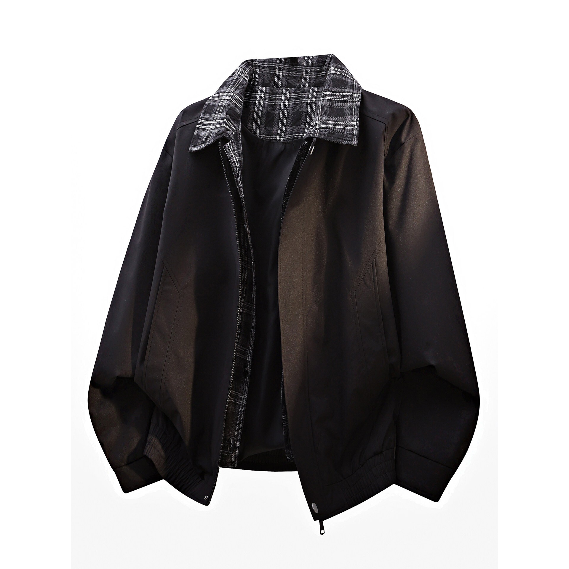 美式复古假两件外套男春季2026新款衬衫领夹克男宽松休闲褂子上衣