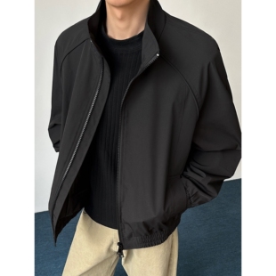 高级感黑色立领夹克男士潮牌痞帅今年爆款春秋季衣服男款飞行外套
