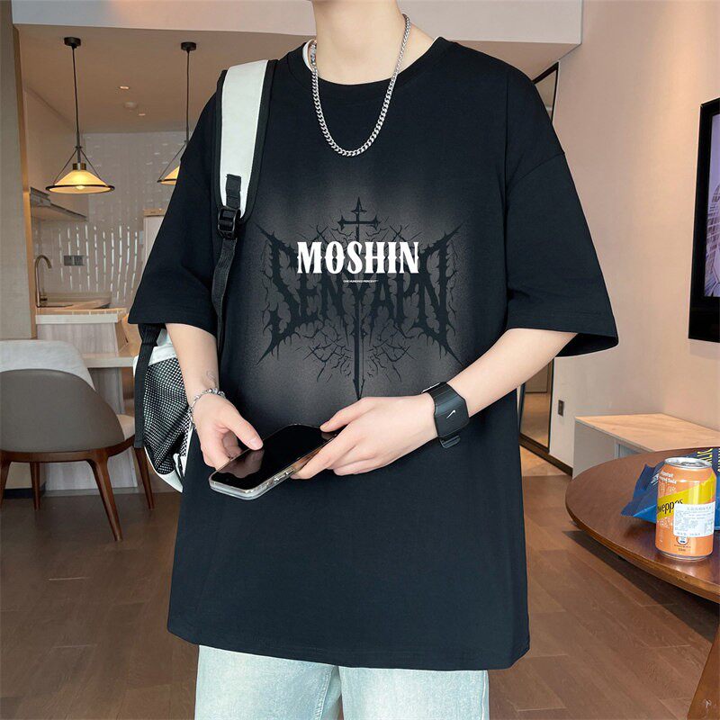 夏季青少年短袖t恤男2026新款高中初中学生宽松帅气潮牌纯棉衣服