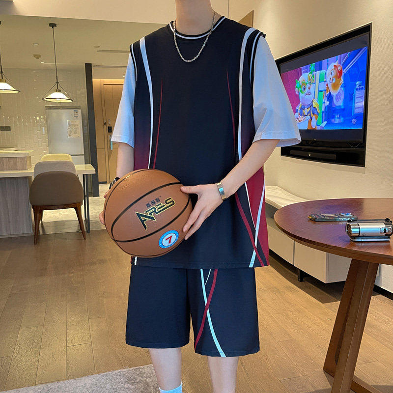 篮球服套装青少年大童运动夏装速干球衣冰丝短袖t恤男孩初中学生