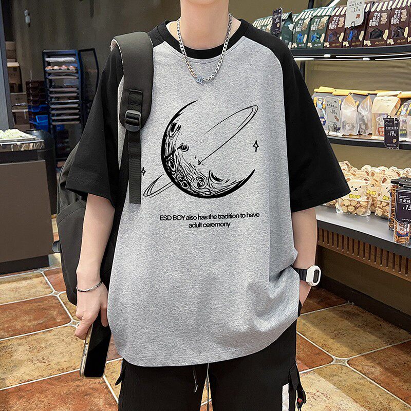 初中学生纯棉宽松半袖青少年大童上衣服2026新款夏季短袖t恤男孩