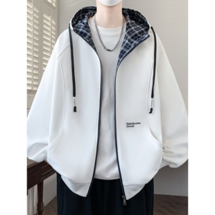 外套潮流帅气时髦男款 今年爆款 上衣夹克 宽松连帽卫衣男春秋季 开衫