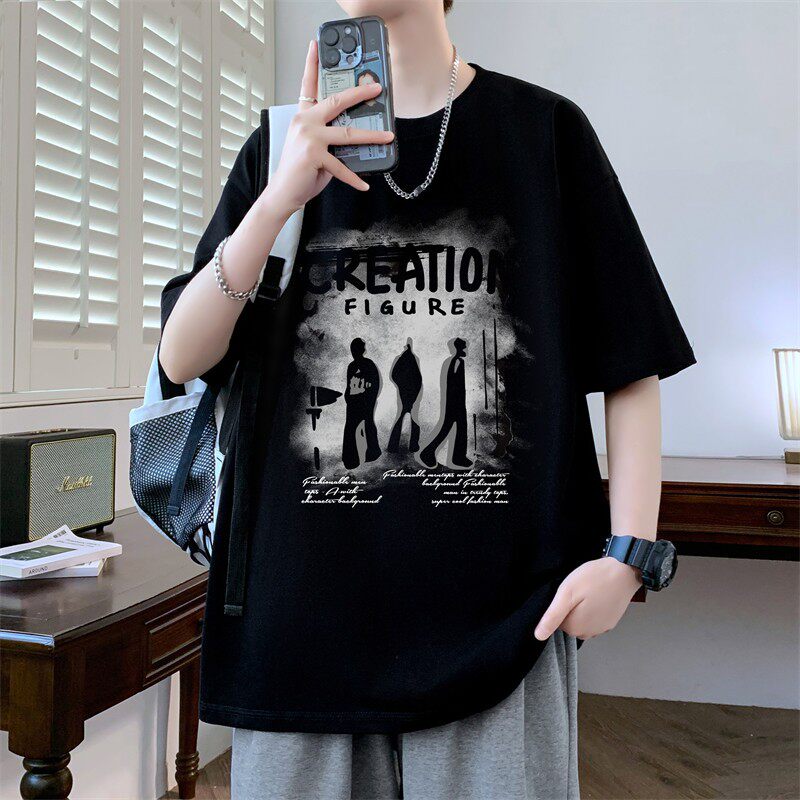 夏季纯棉青少年短袖t恤男2026新款高中初中学生帅气大童潮牌衣服