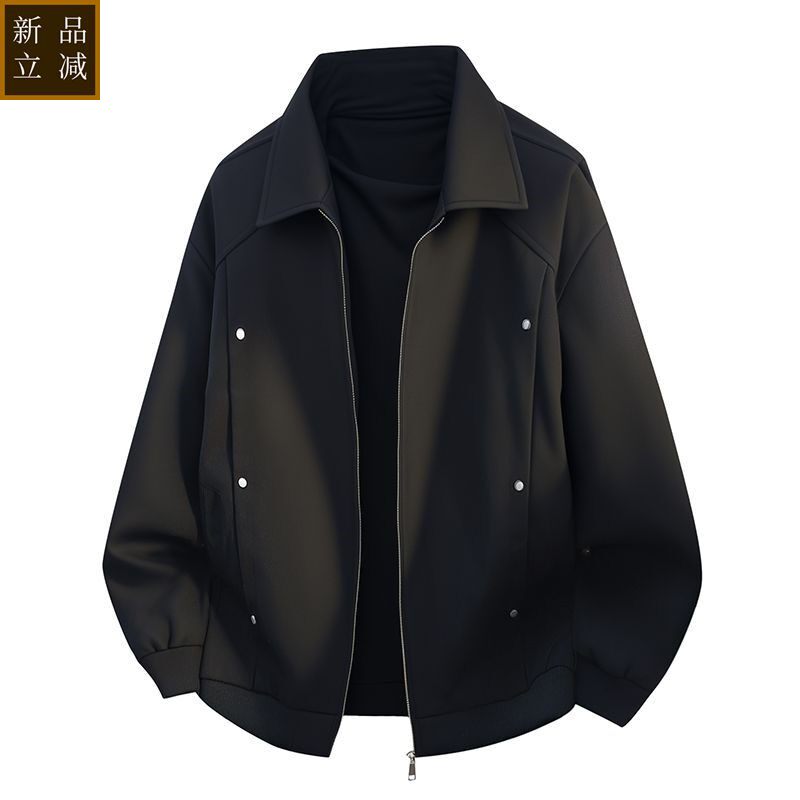品质春秋季新款铆钉外套2026结构夹克宽松翻领春装衣服外套百搭青