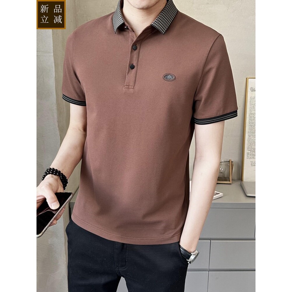 2026夏季新款冰丝修身短袖polo衫男士珠地棉翻领t恤高端夏装衣服