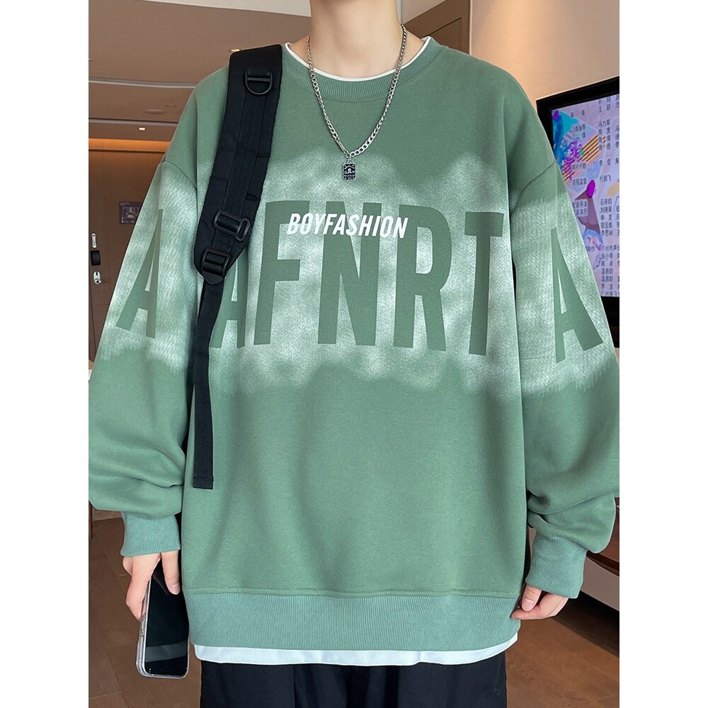 圆领卫衣男士长袖T恤春秋季青少年高初中学生宽松潮流秋装上衣服