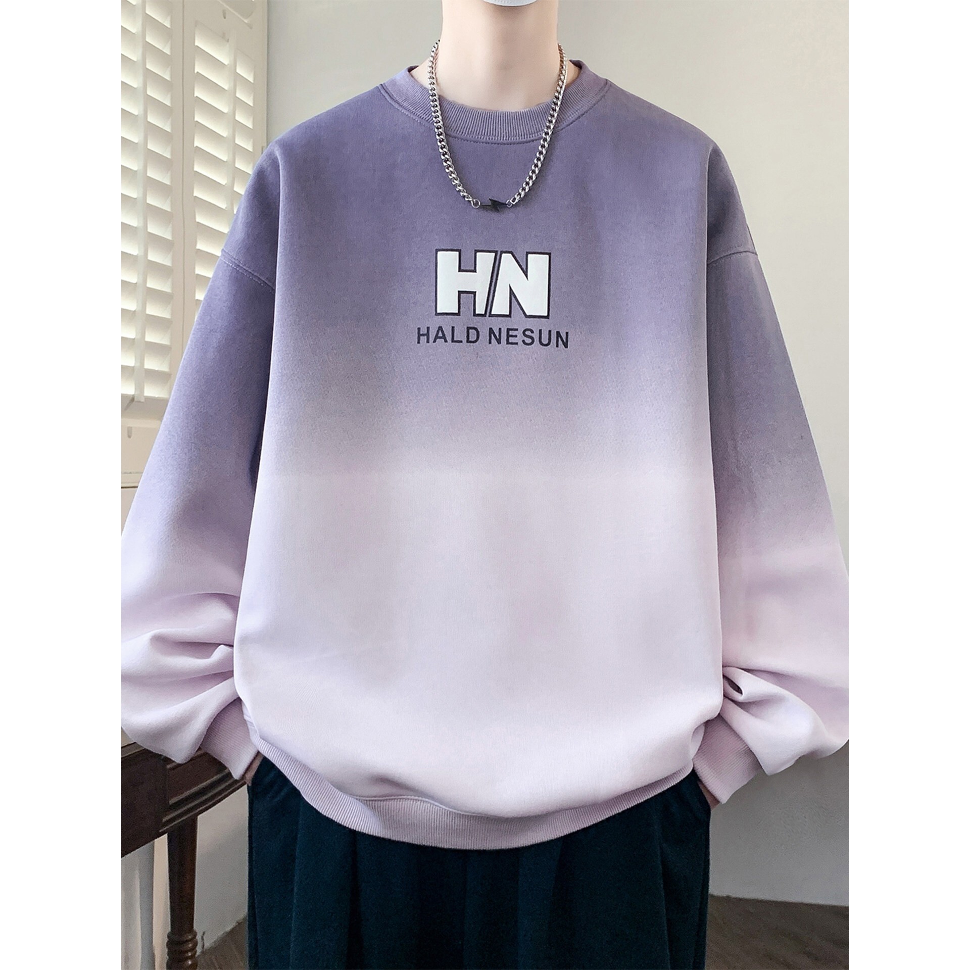 春秋季长袖卫衣男孩高中初中学生潮流帅气青少年大童男装圆领上衣