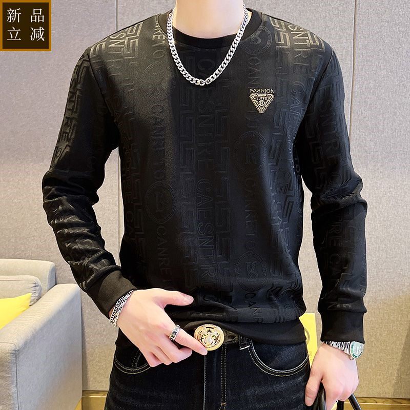 品质春秋季卫衣男士长袖t恤休闲青年男装圆领打底衫上衣外穿体恤