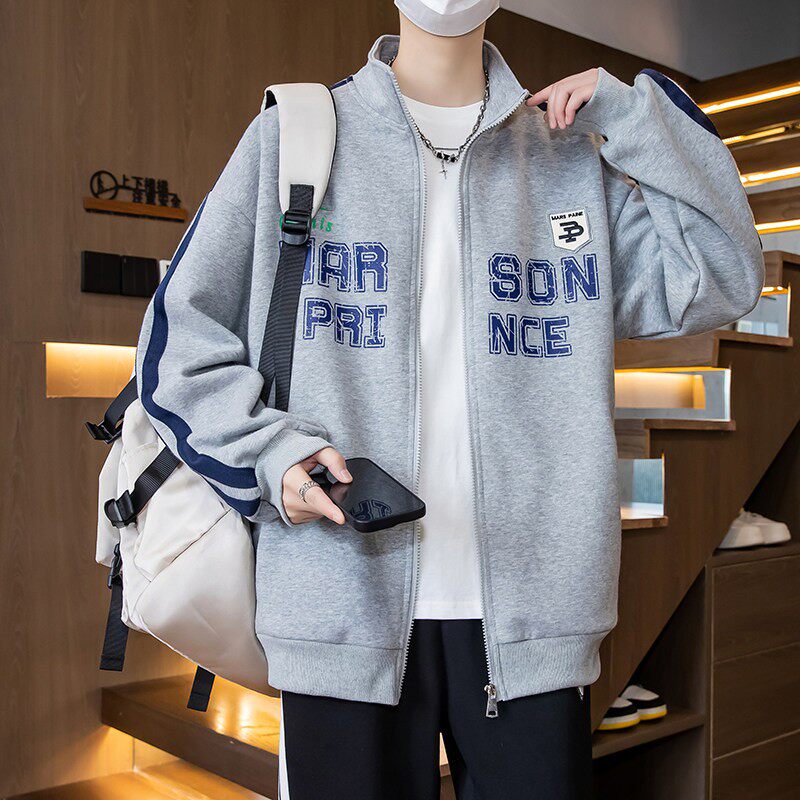 春秋季青少年外套男孩初中学生潮流帅气卫衣开衫大童男装夹克上衣