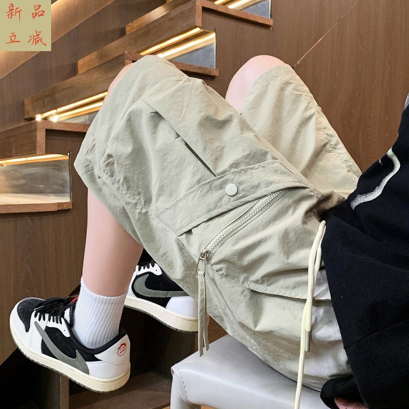 薄款冰丝外穿休闲短裤男士2026新款夏季速干青少年工装裤五分裤子