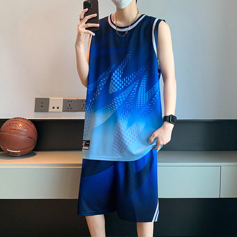 冰丝速干青少初高中学生年无袖背心坎肩男篮球服套装大童短袖T恤