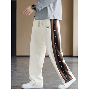 垂感阔腿休闲裤子男士青少年春秋季潮牌潮流直筒宽松长裤学生卫裤