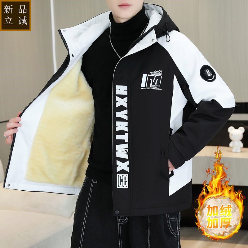 品质秋冬季加绒加厚棉服外套潮流学生青少年棉衣韩版时尚帅气宽松
