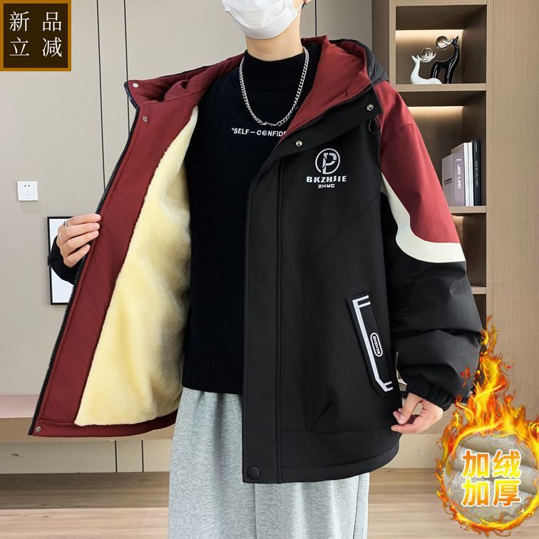 品质千宜煊冬季新款连帽加绒加厚外套潮流百搭防风保暖青年运动时