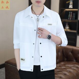 夏季男士冰丝外套2026新款休闲男装防晒服帅气休闲上衣薄款夹克衫
