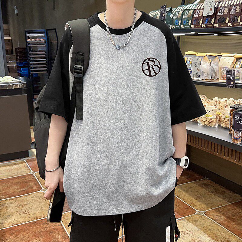 宽松半袖13青少年大童纯棉上衣夏季短袖t恤男孩12-15岁初高中学生
