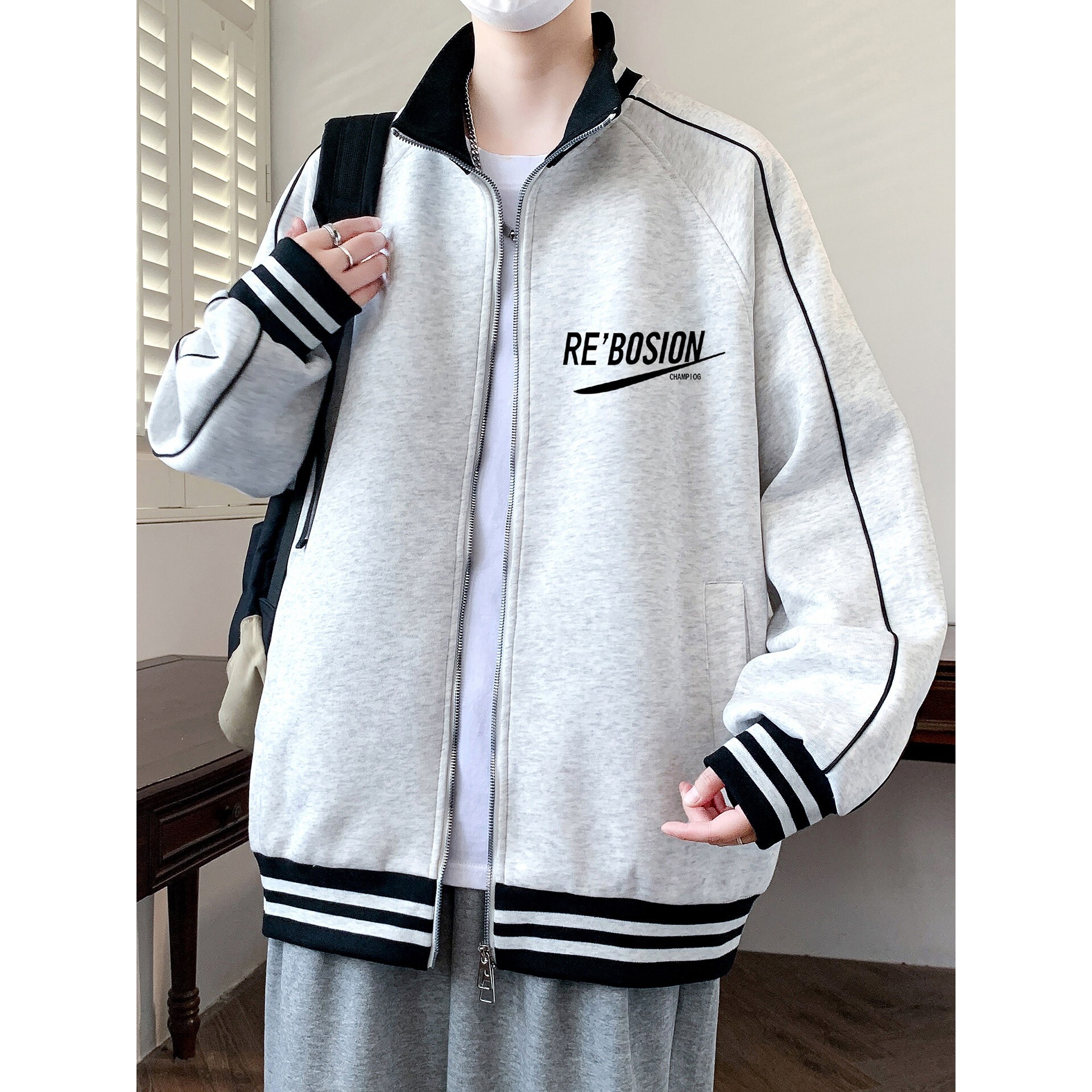 开衫卫衣男士春秋季夹克青少年学生潮流帅气时髦男款上衣宽松外套